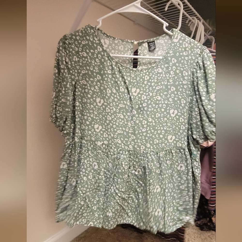 BUNDLE - SHEIN Sage Green Patterned Blouse